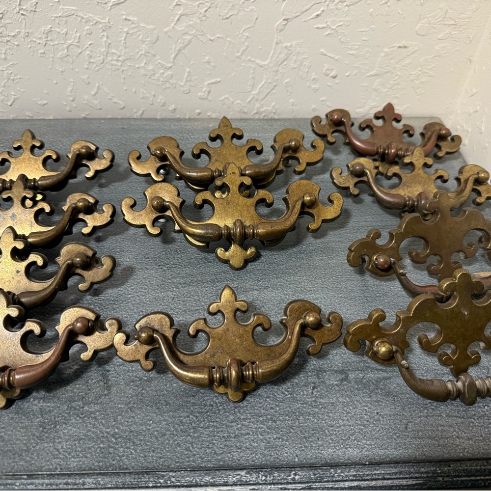 Vintage brass mid century 11 batwing drawer pulls